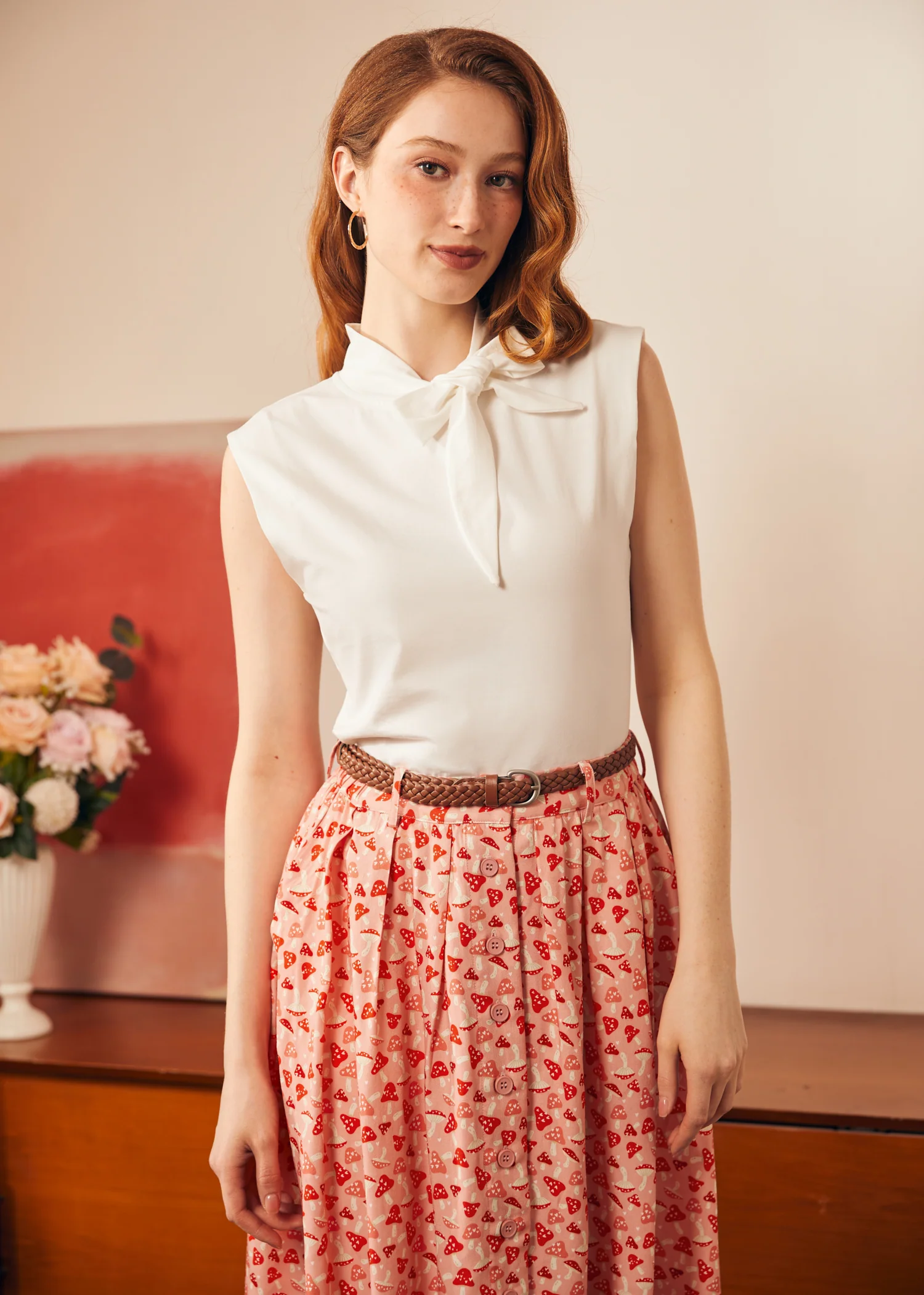Retro Rendezvous Tie-Neck Top - Olabens