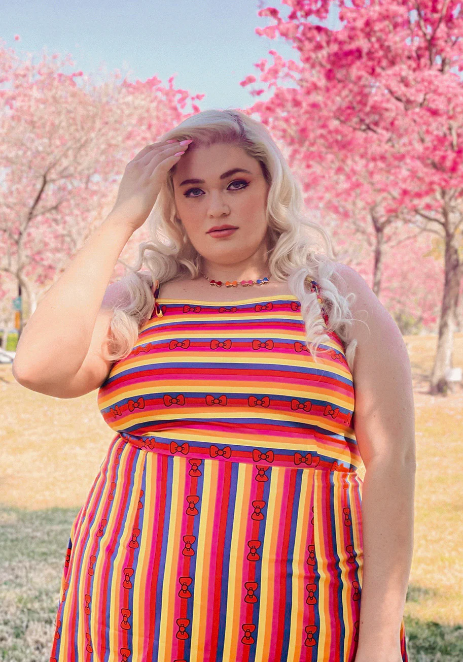 Isnyt x Hello Kitty Red Bows and Rainbows Fit and Flare Dress - Olabens