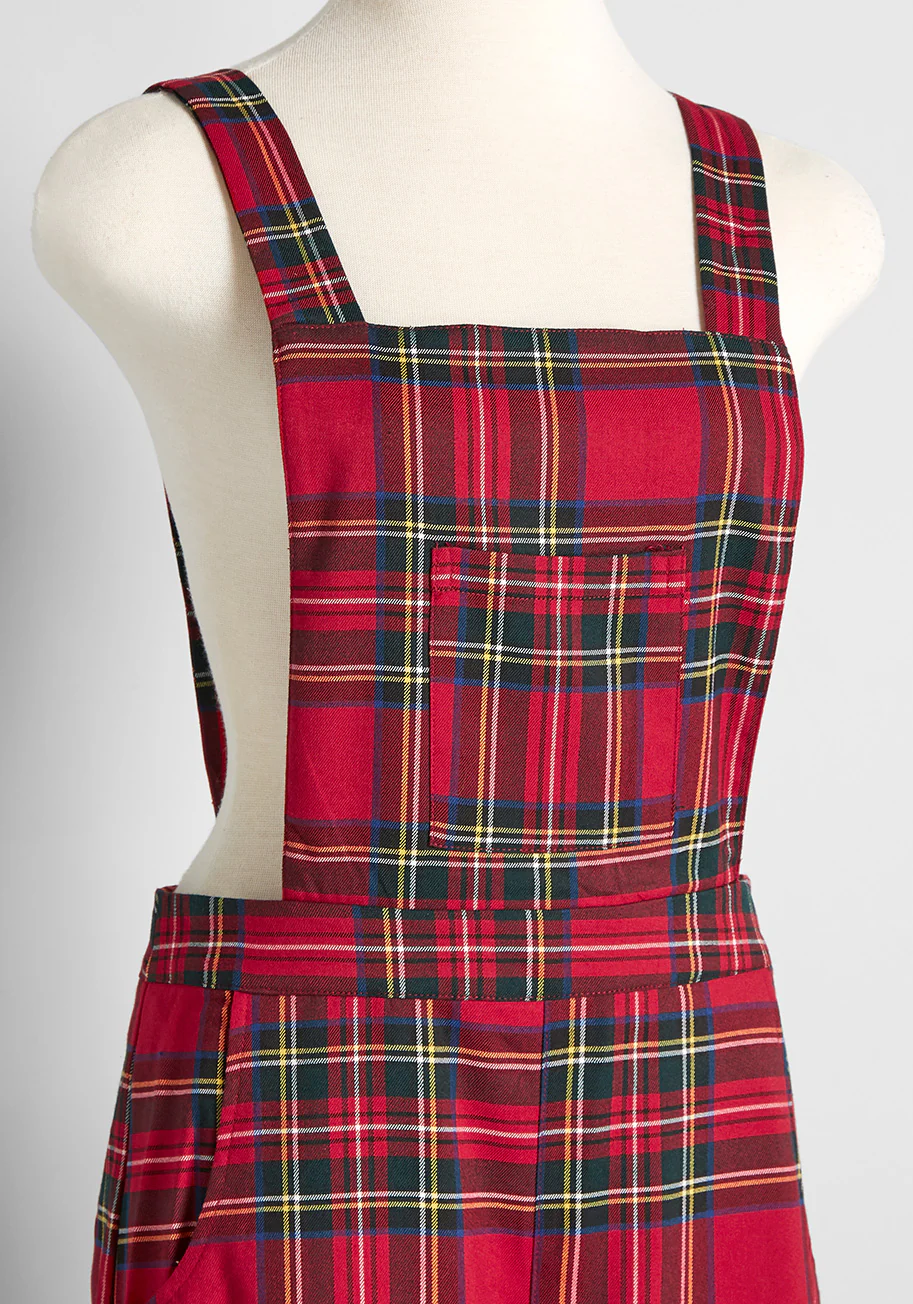 Holiday Plaid Party Overalls - Olabens