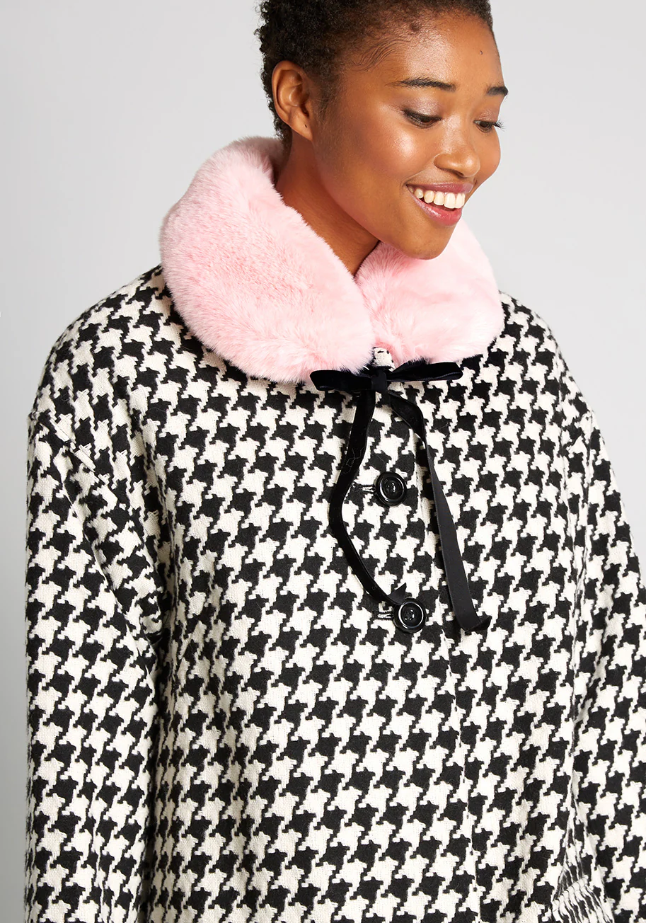 Retro Ice Rink Rendevouz Faux Fur Collared Coat - Olabens