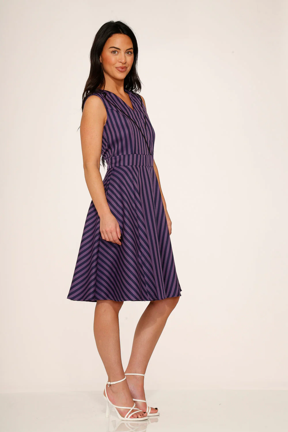 Black & Purple Stripe Swing Dress - Olabens