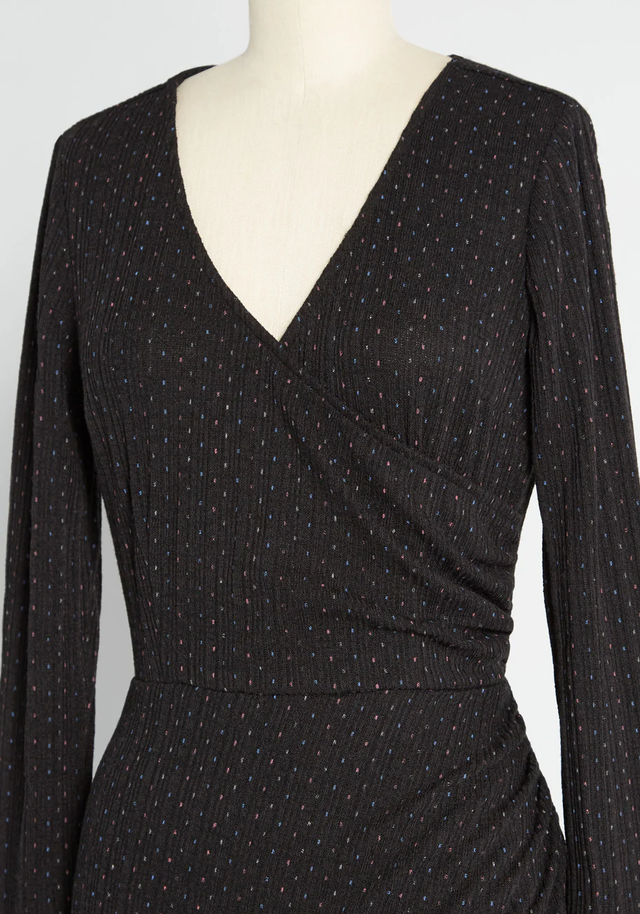 Knit on the Town Faux-Wrap Dress - Olabens