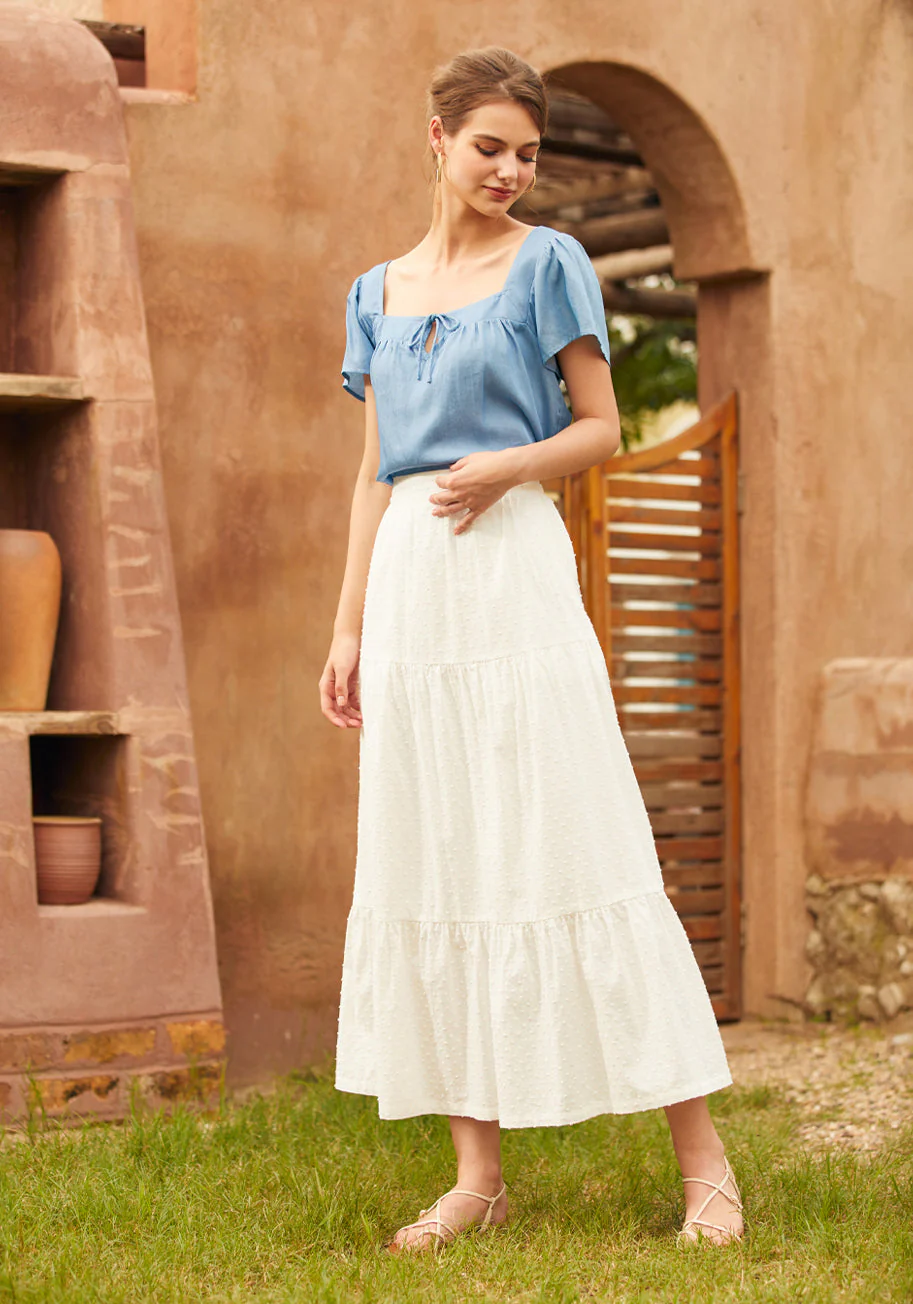 Fit To Be Tied Chambray Blouse - Olabens