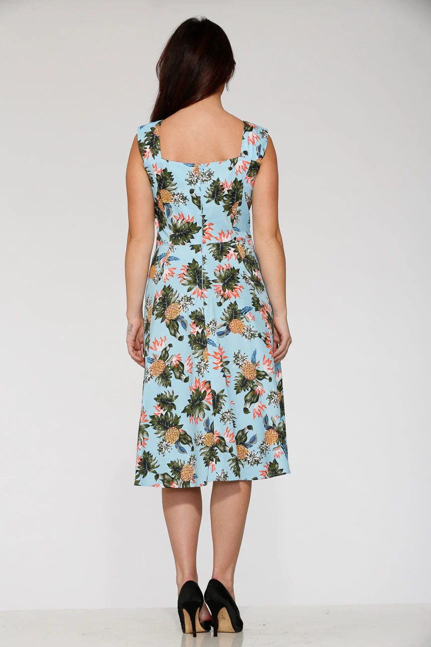 Light Blue Hawaiian Swing Dress - Olabens