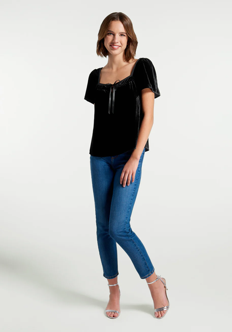 Fit To Be Tied Velvet Top - Olabens