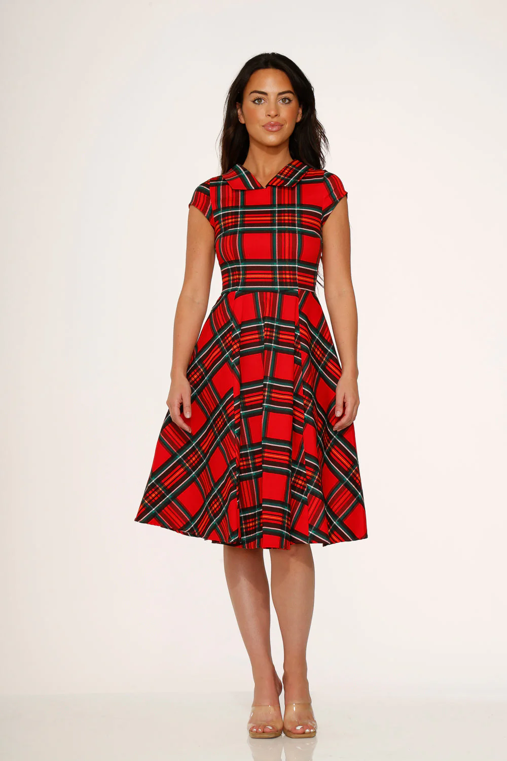 Red Plaid Swing Dress - Olabens