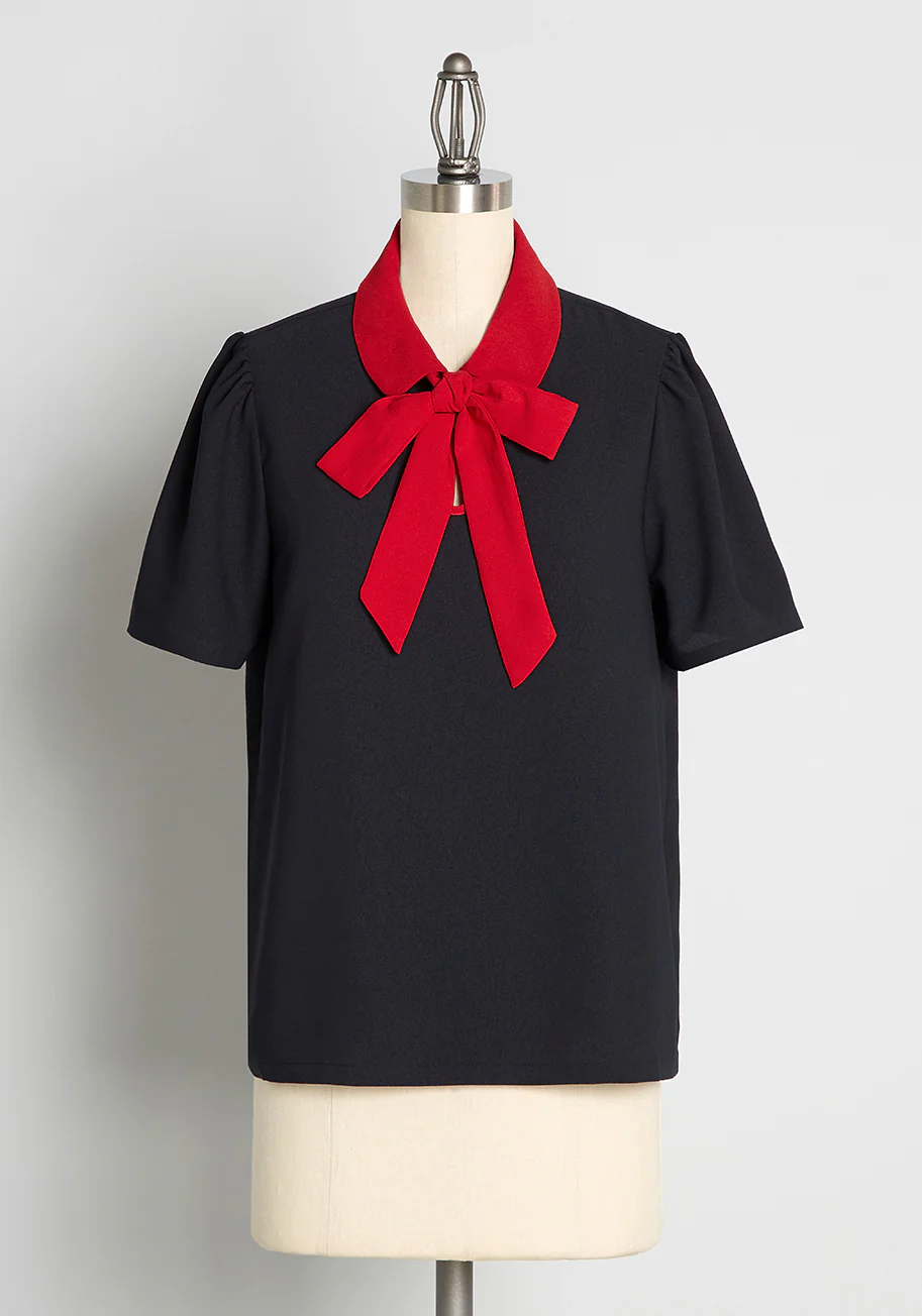 Positive First Impressions Tie-Neck Blouse - Olabens