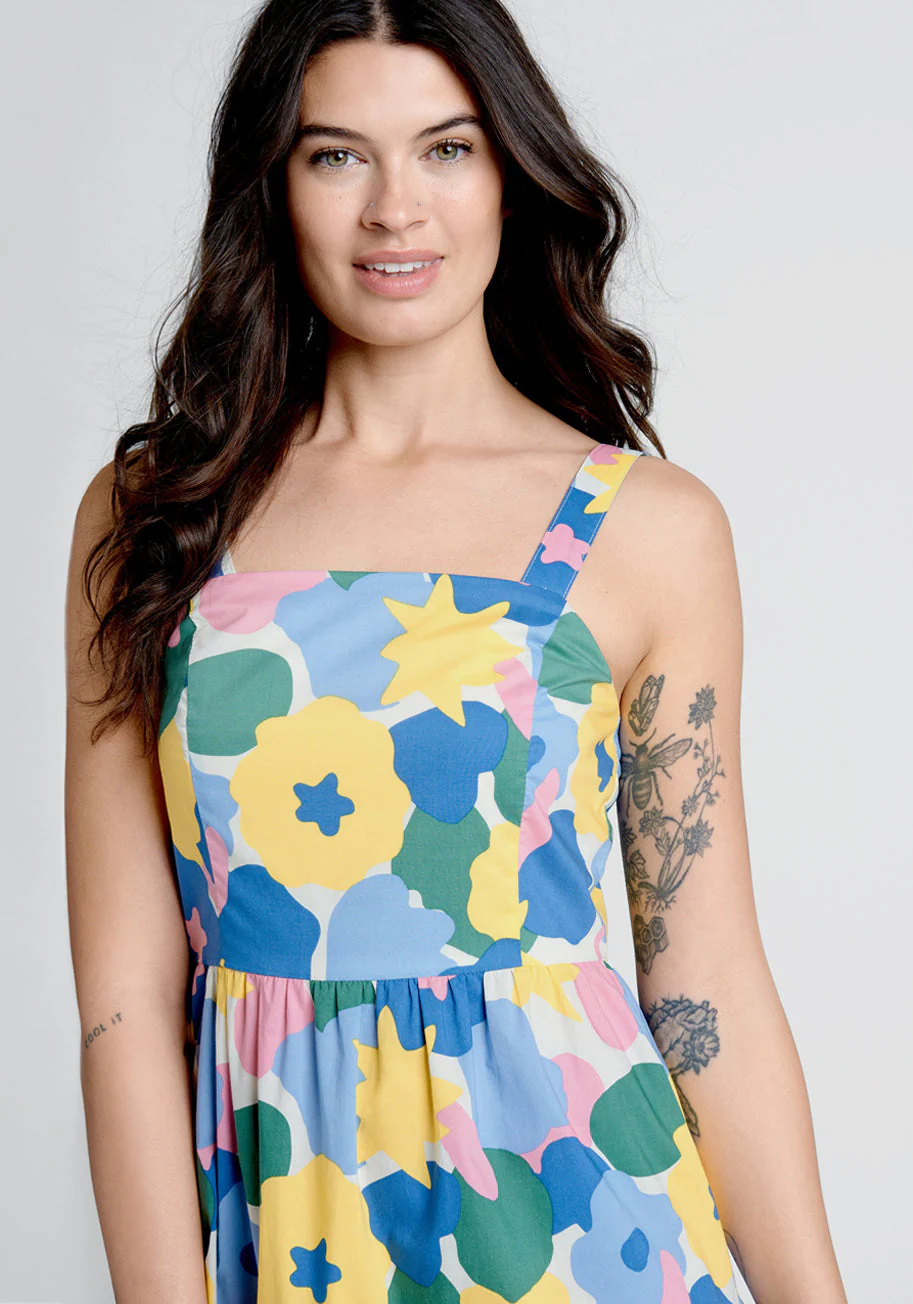 Blossoms In The Breeze Tiered Midi Dress - Olabens