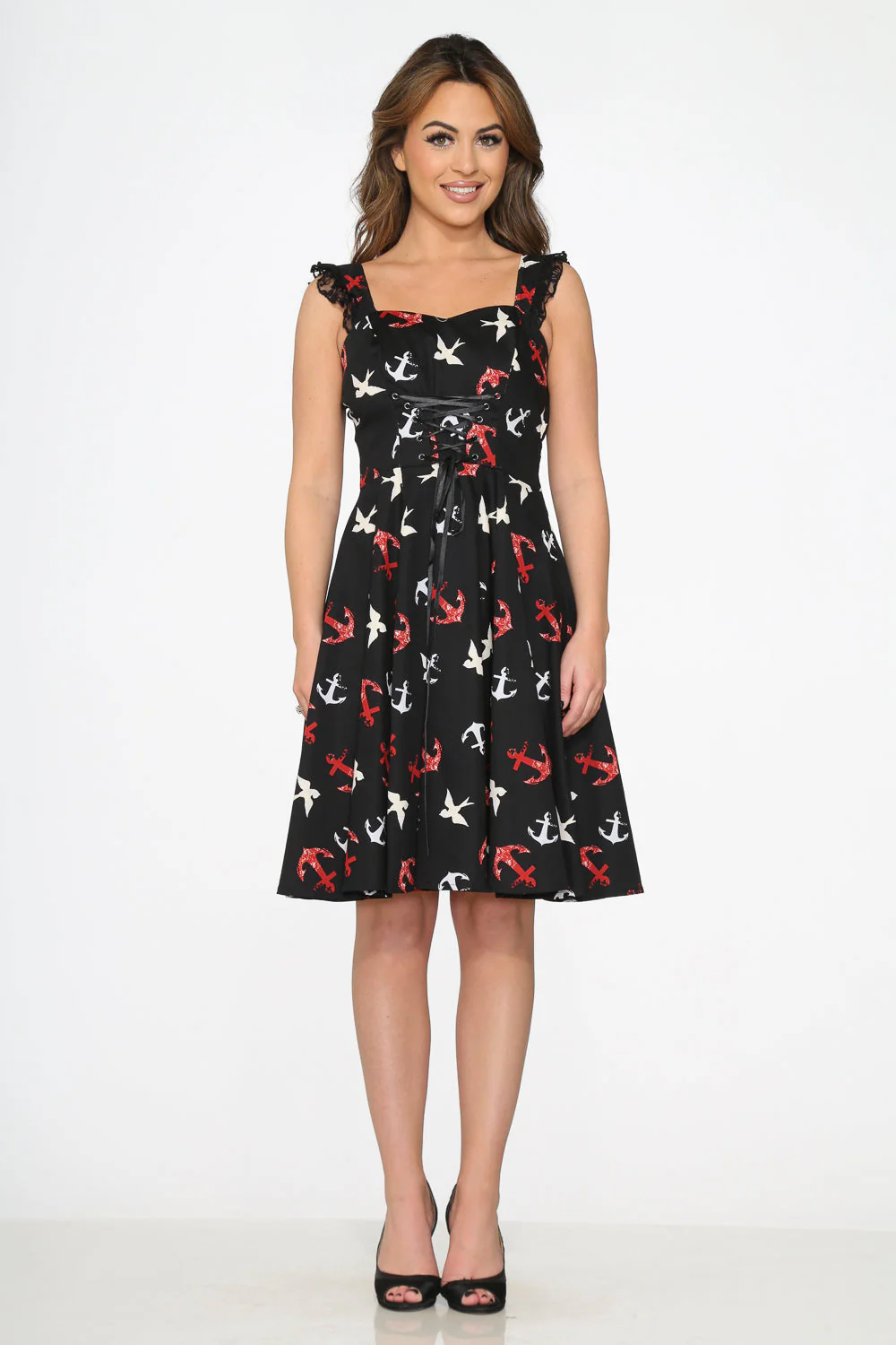 Black Swallow Swing Dress - Olabens