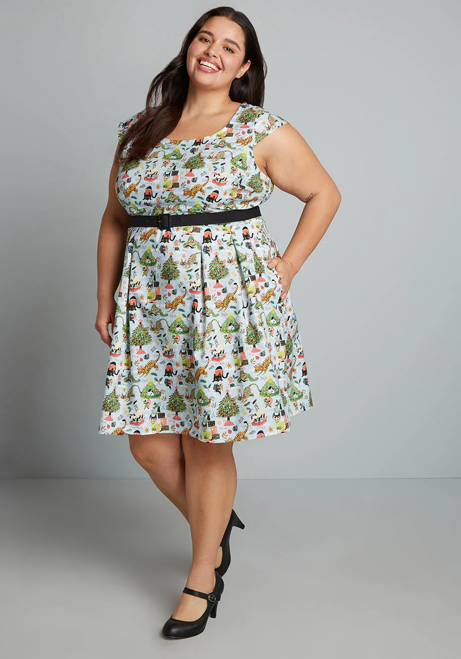 Isnyt X Retrolicious Making Meow-y A-Line Dress - Olabens