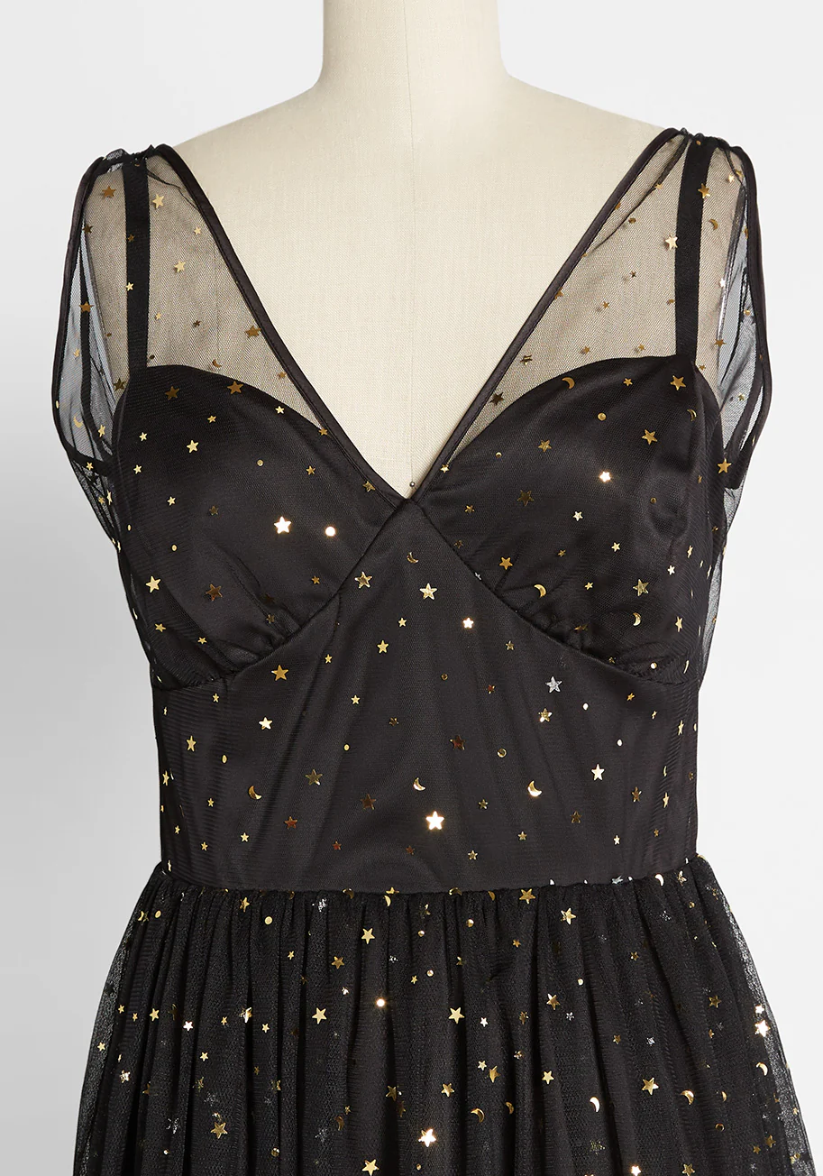 Starry Eyed on Holiday Nights A-Line Dress - Olabens