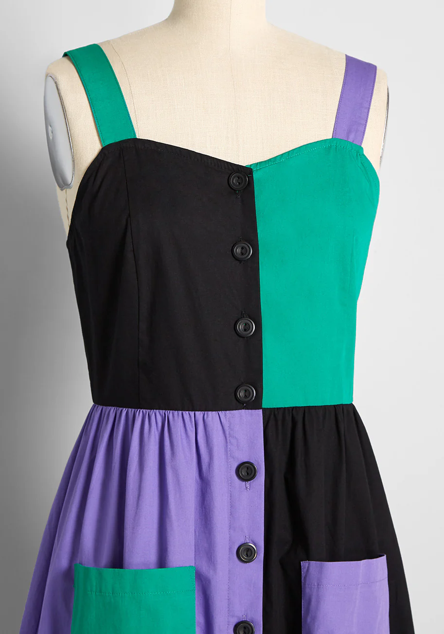Retro Block Party Midi Dress - Olabens