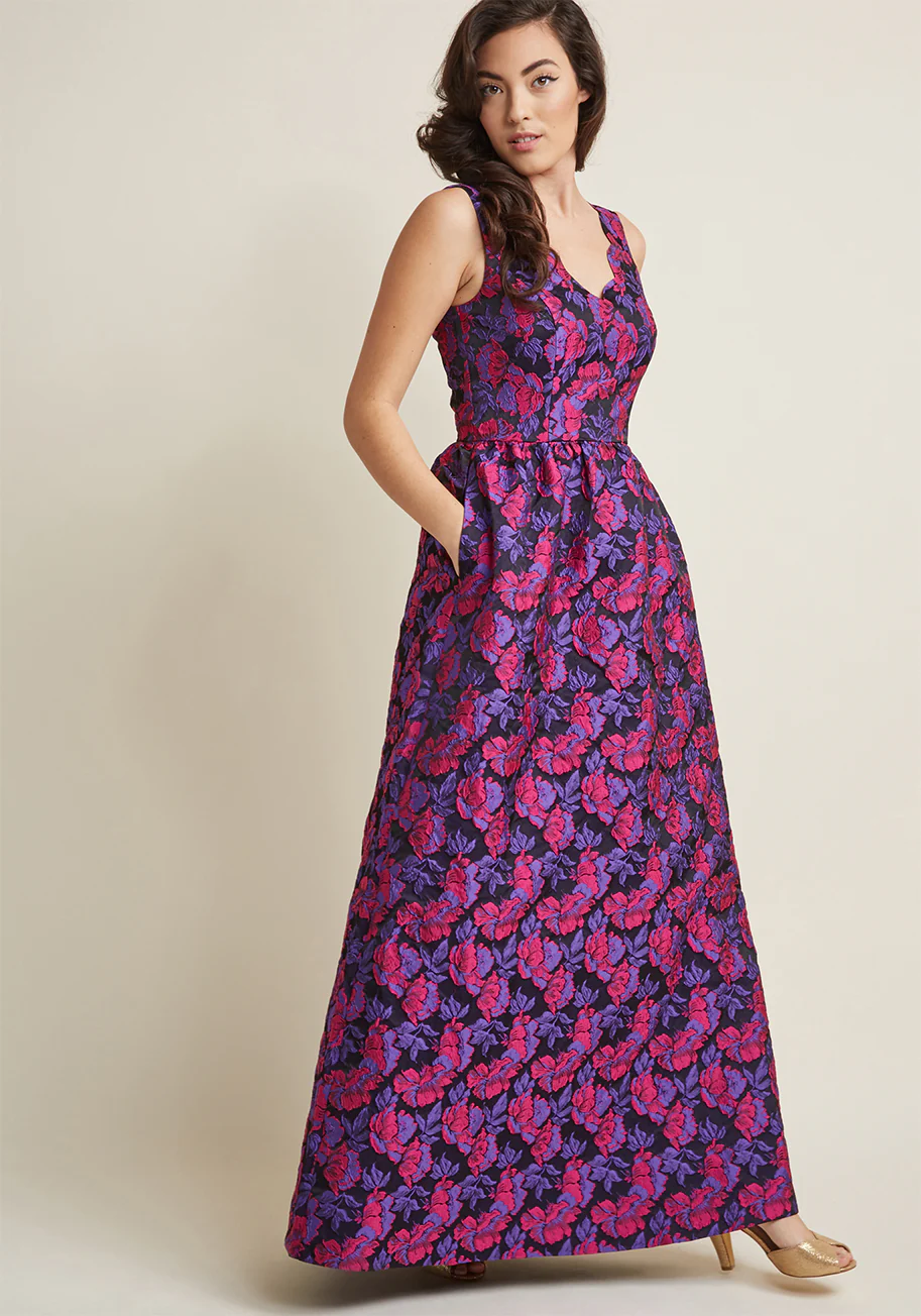 Sleeveless Jacquard Maxi Dress - Olabens
