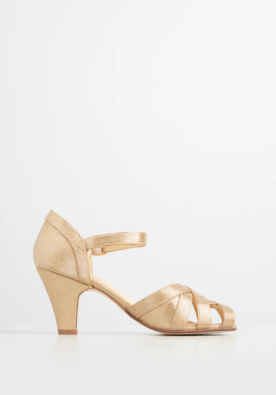 Spinning Gold Ankle Strap Heel - Olabens