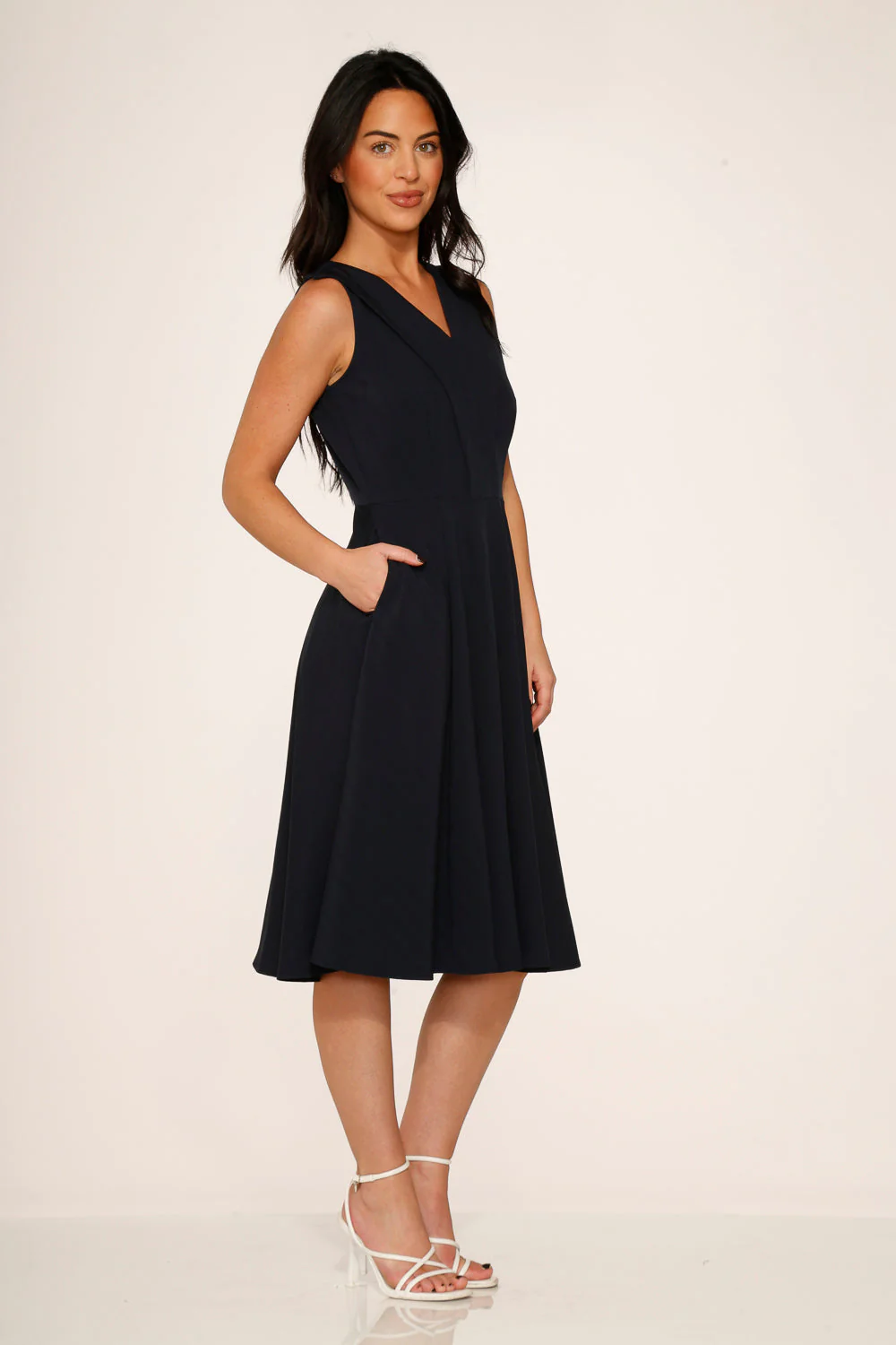 Navy Blue Swing Dress - Olabens