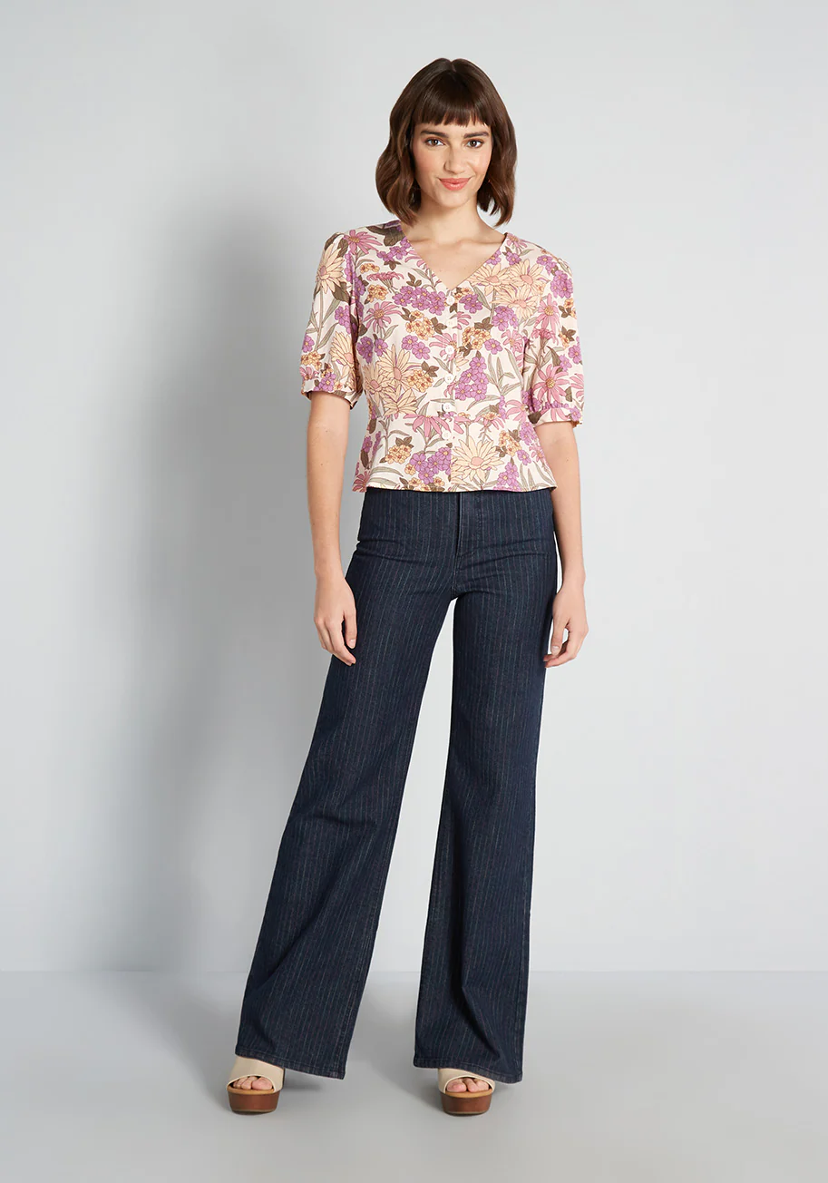 Groovy Gardens Button-Up Blouse - Olabens