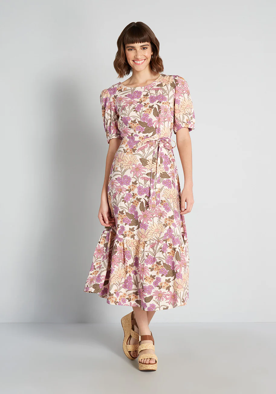 Sweet as Honey Floral Midi Dress - Olabens