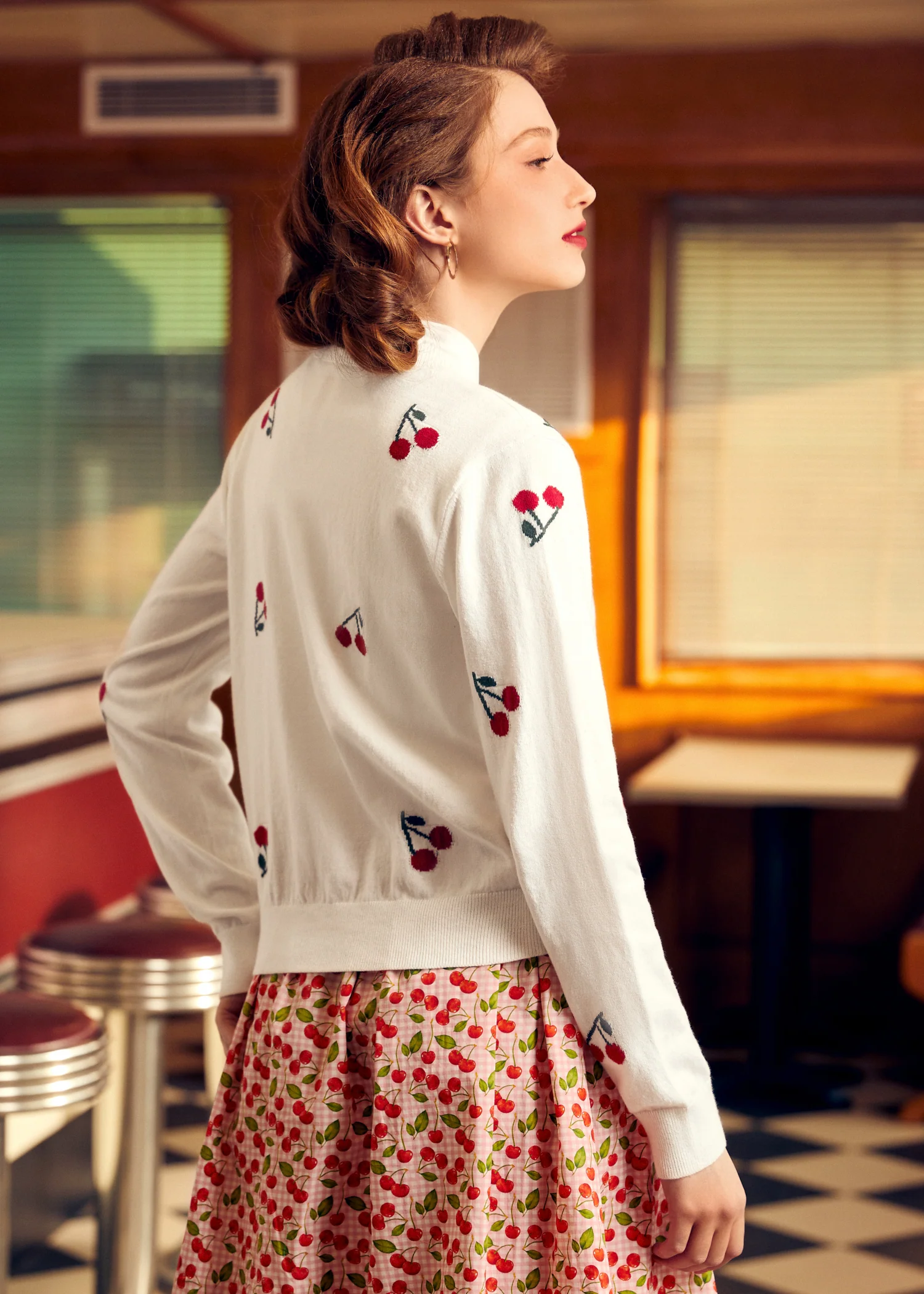 Cherry on Top Crew Neck Cardigan - Olabens