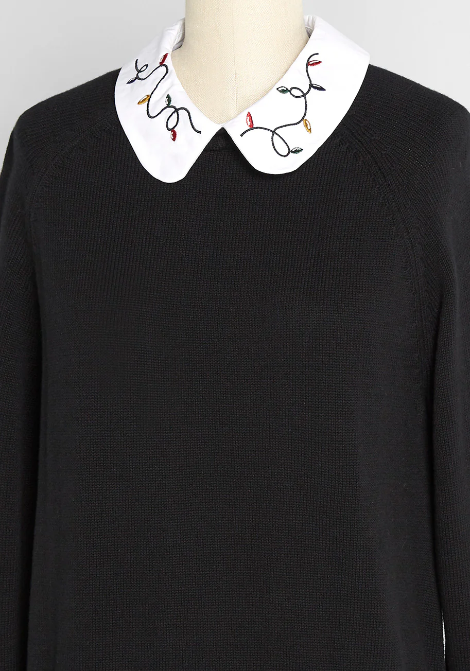 Holiday Lane Embroidered Twofer Sweater - Olabens