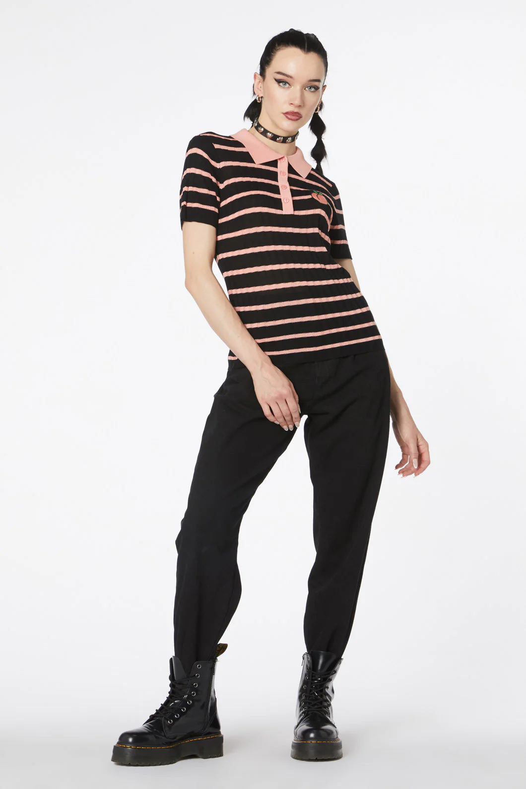 Stripey Peach Collar Knit - Olabens