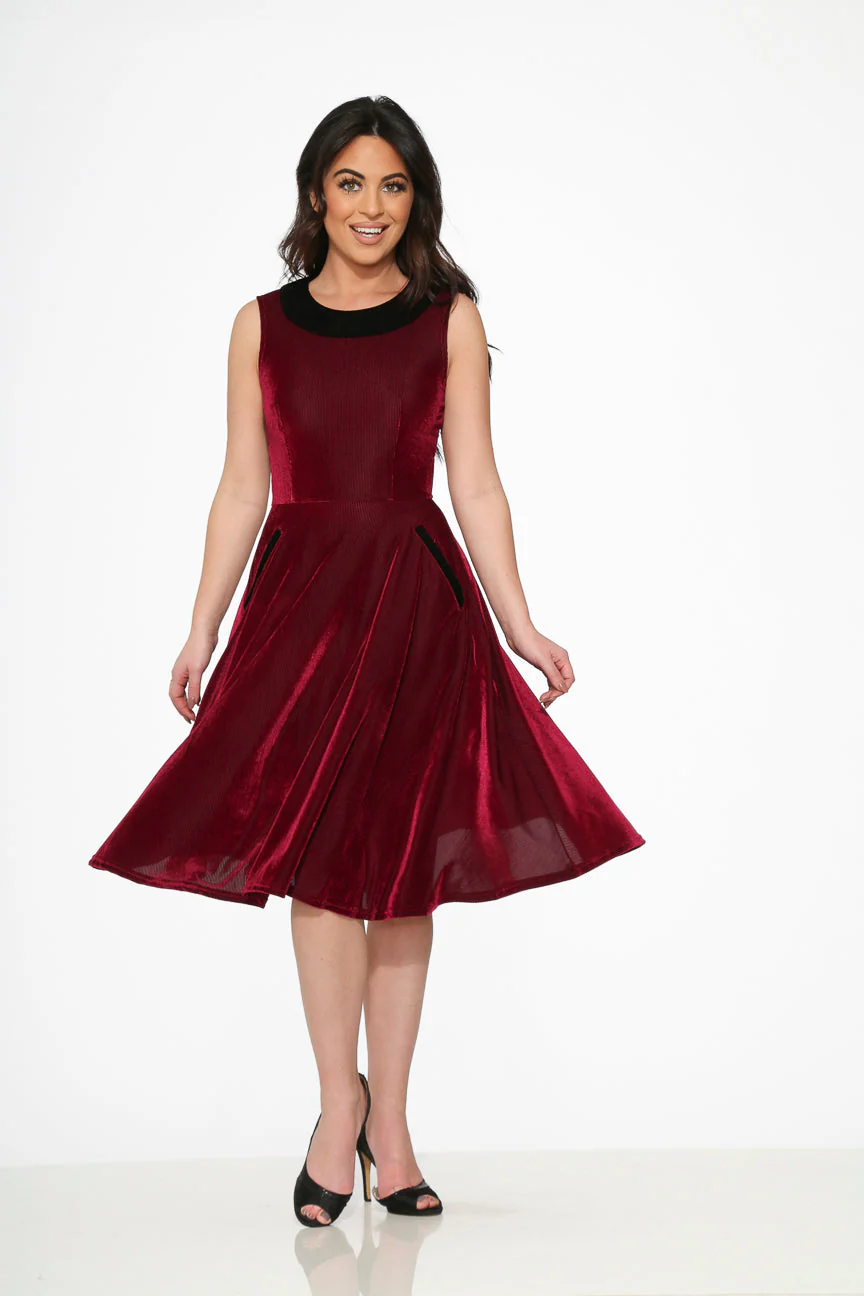 Purple Kurtroy with Black Collor Swing Dress - Olabens