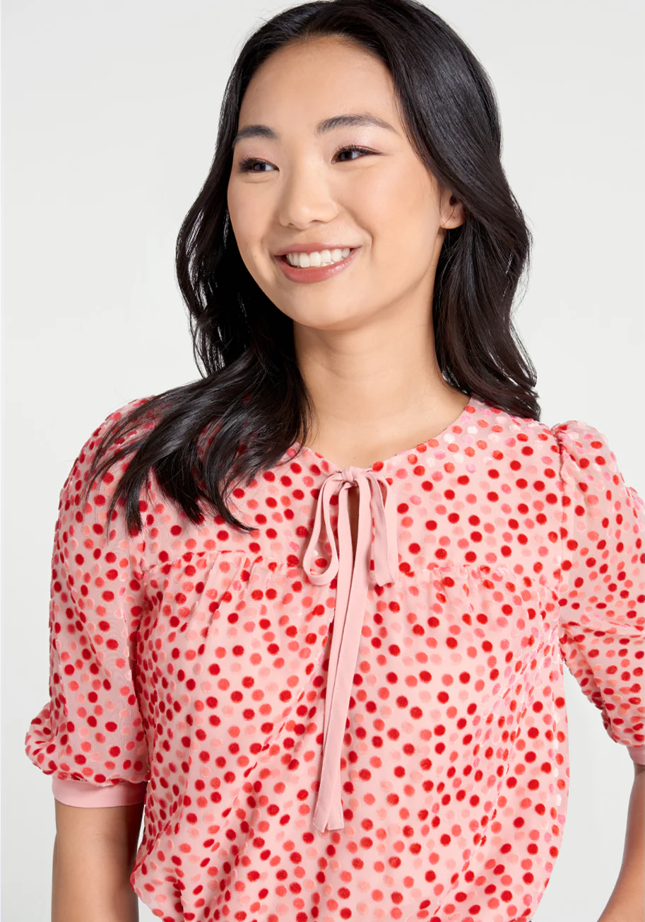 Confetti Confection Tie-Neck Blouse - Olabens
