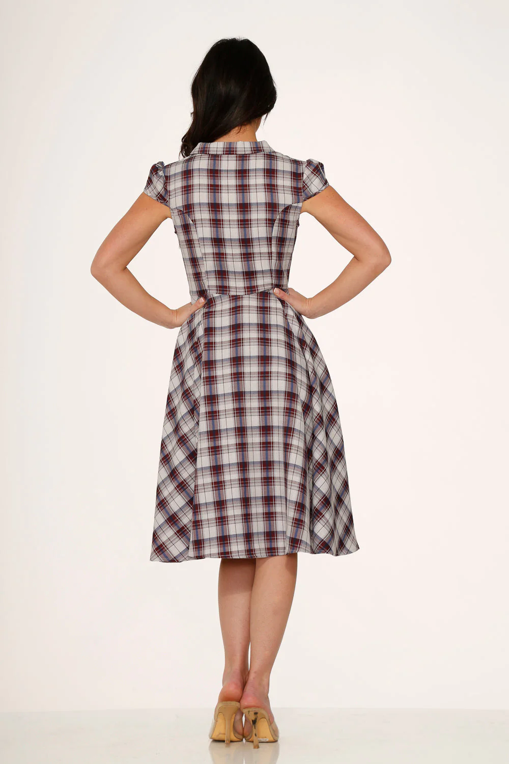 Brown Plaid Swing Dress - Olabens