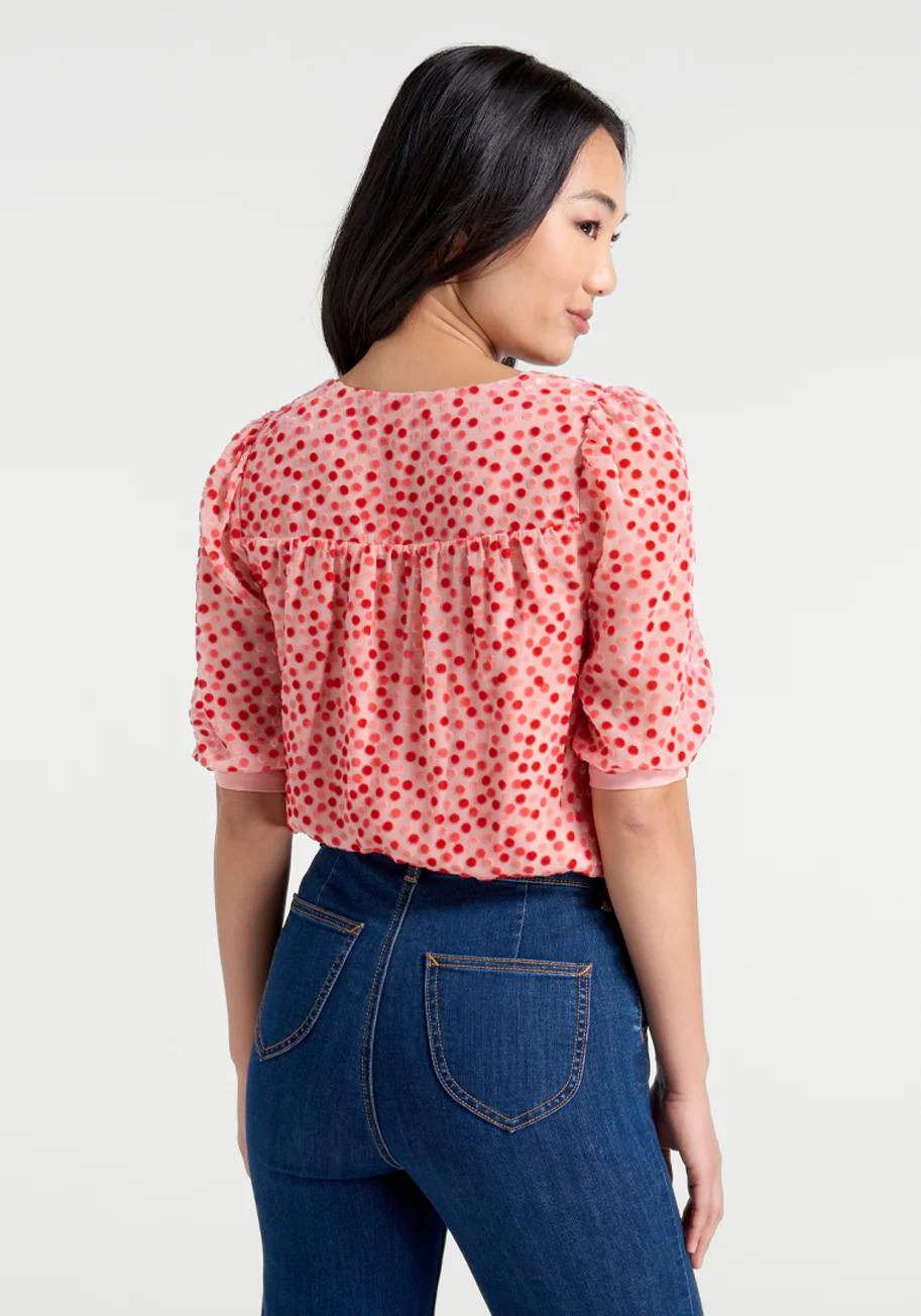 Confetti Confection Tie-Neck Blouse - Olabens