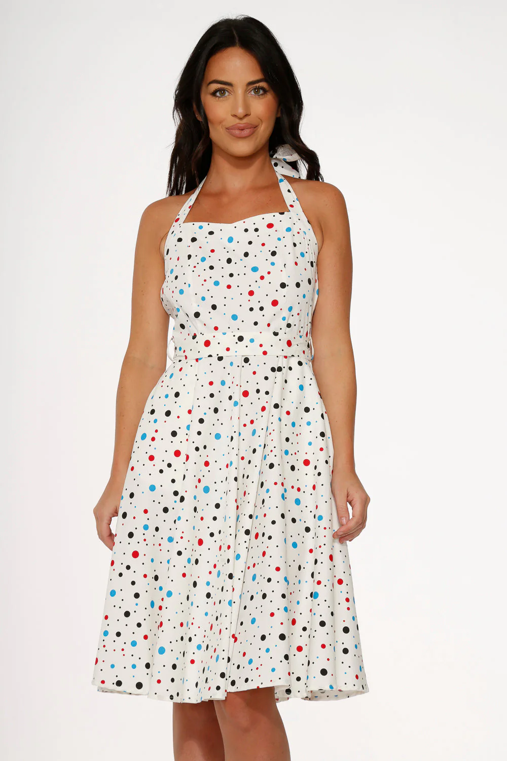 White Candy Halter Swing Dress - Olabens