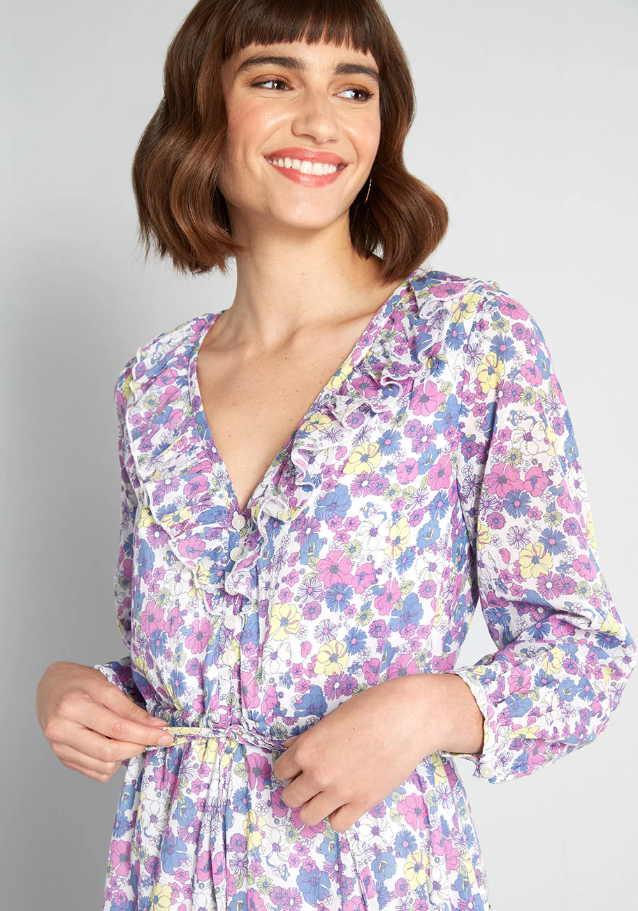 Ruffling For Flowers Midi Dress - Olabens