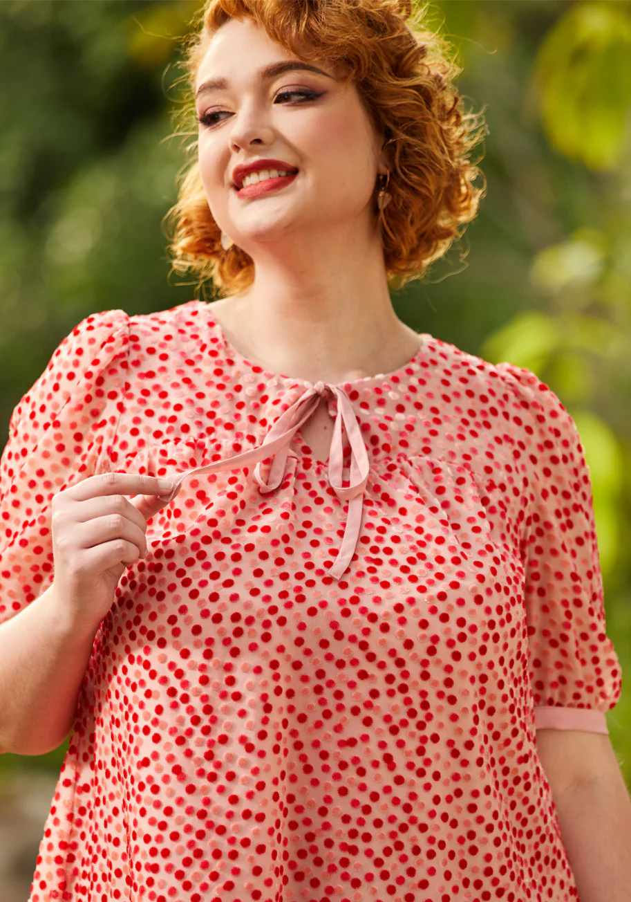 Confetti Confection Tie-Neck Blouse - Olabens