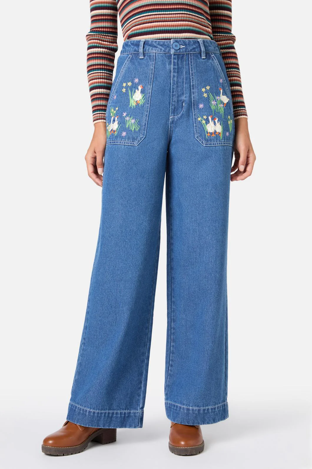 Goose Embroidered Denim Jean - Olabens