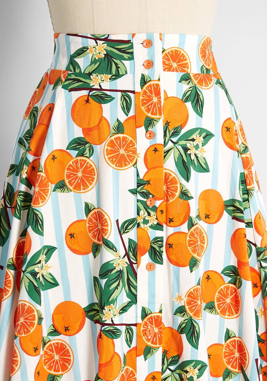 Isnyt x Collectif Orange You Sweet A-Line Skirt - Olabens