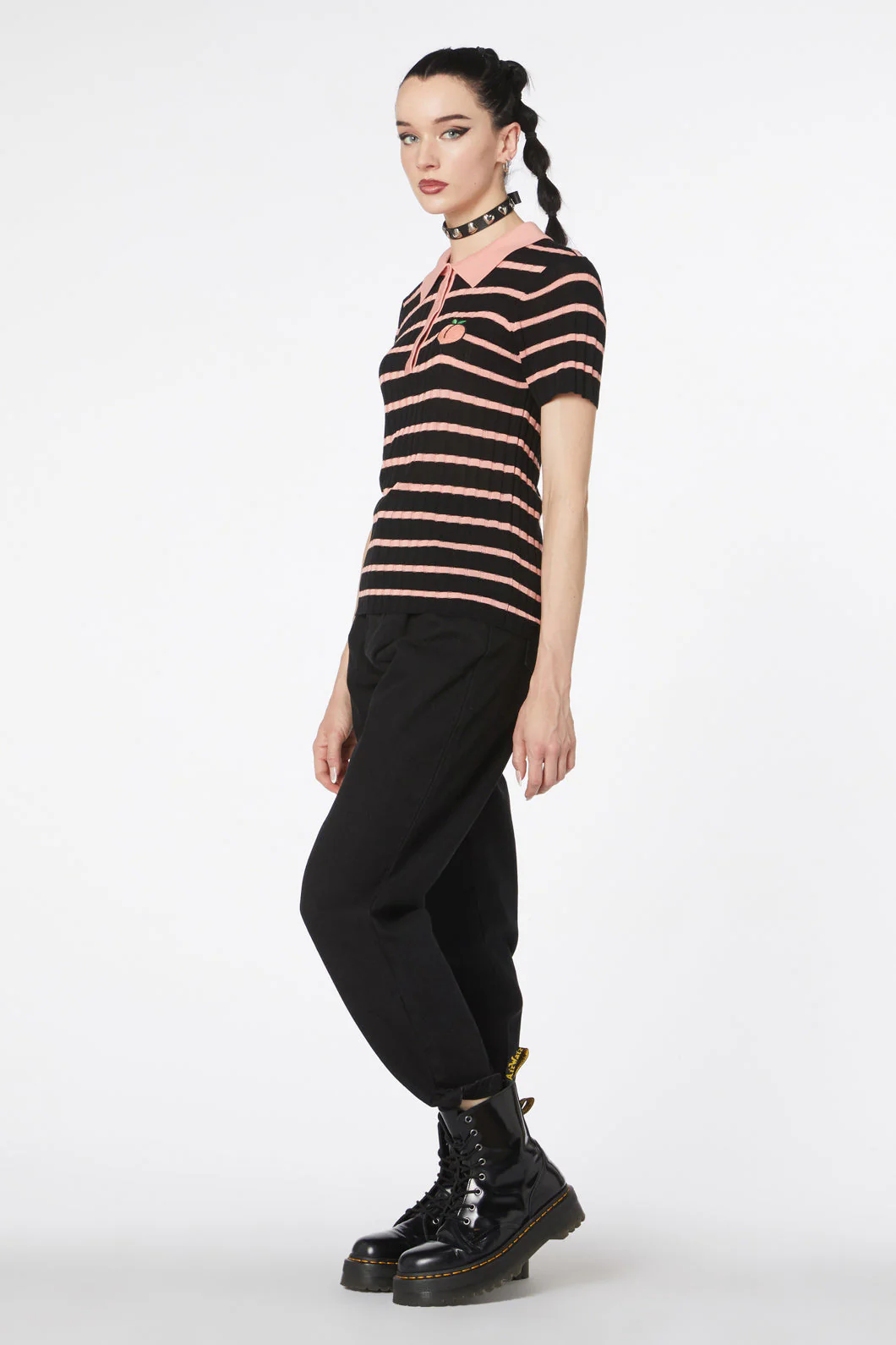 Stripey Peach Collar Knit - Olabens
