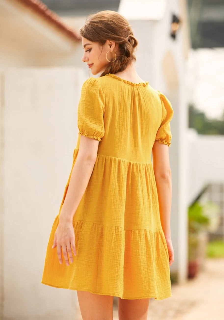 Sunshine Serenade Babydoll Dress - Olabens