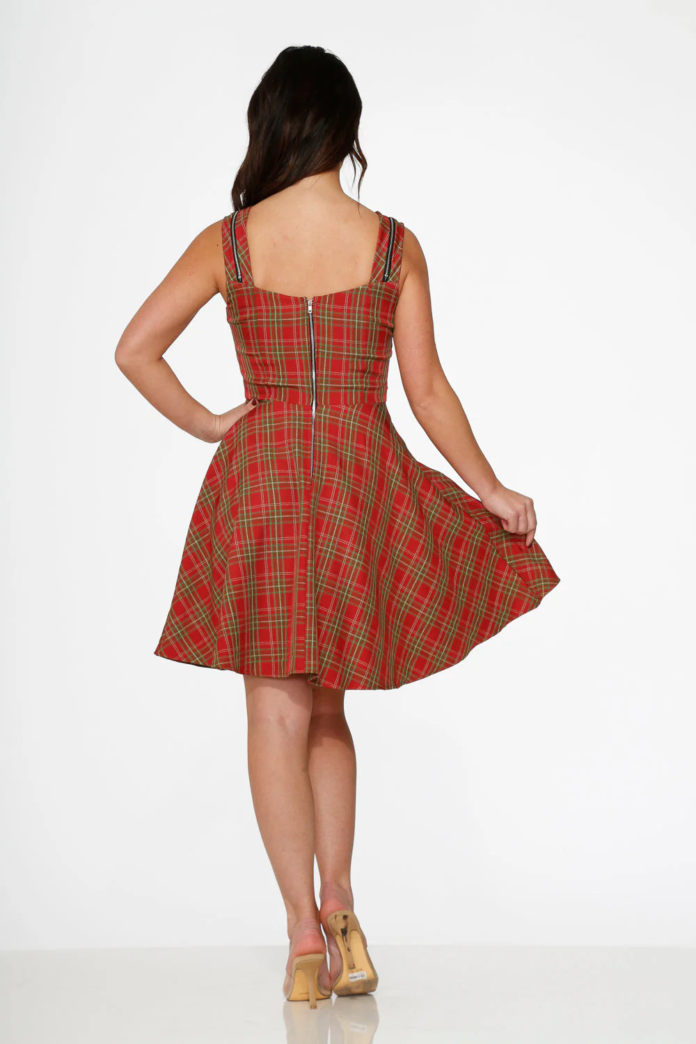Red Plaid Swing Dress - Olabens