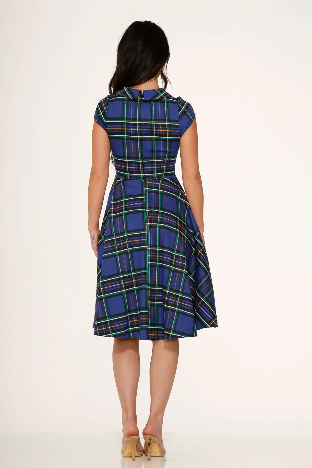 Blue Plaid Swing Dress - Olabens