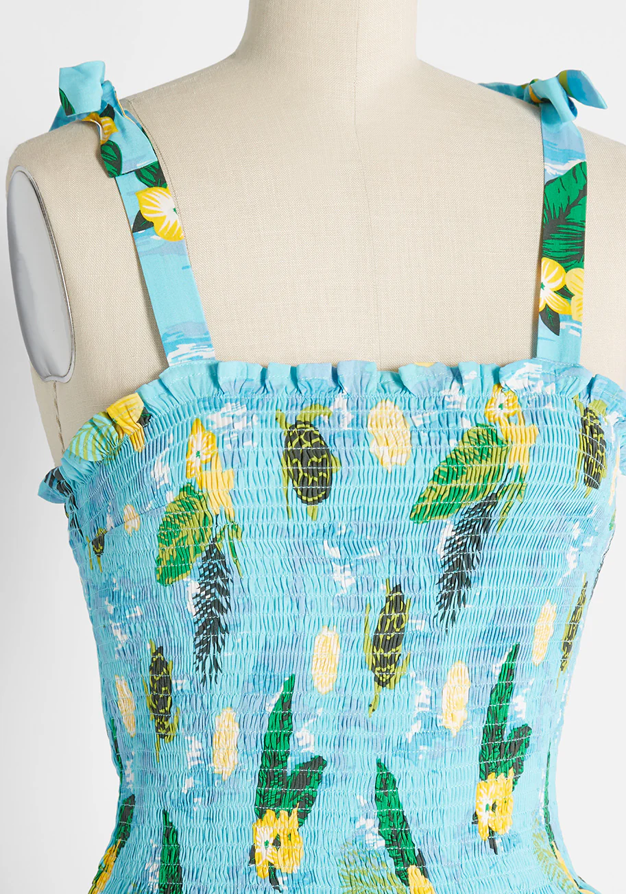 Isnyt x Collectif Sea Turtle Soiree Smocked Tank Top - Olabens