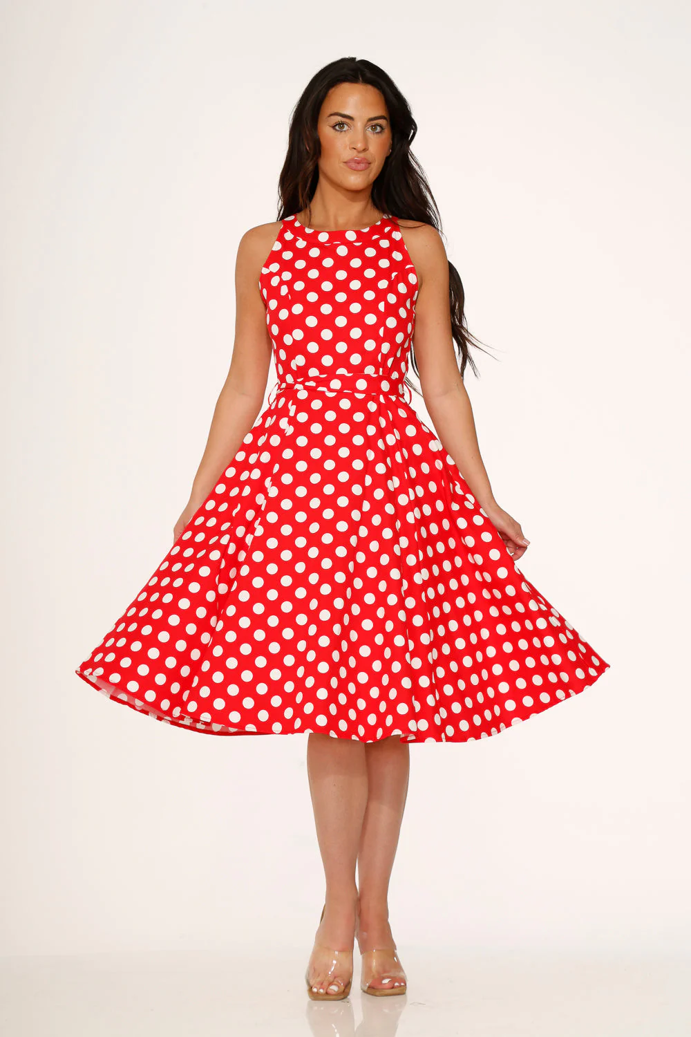 Red Polka Dot Swing Dress - Olabens