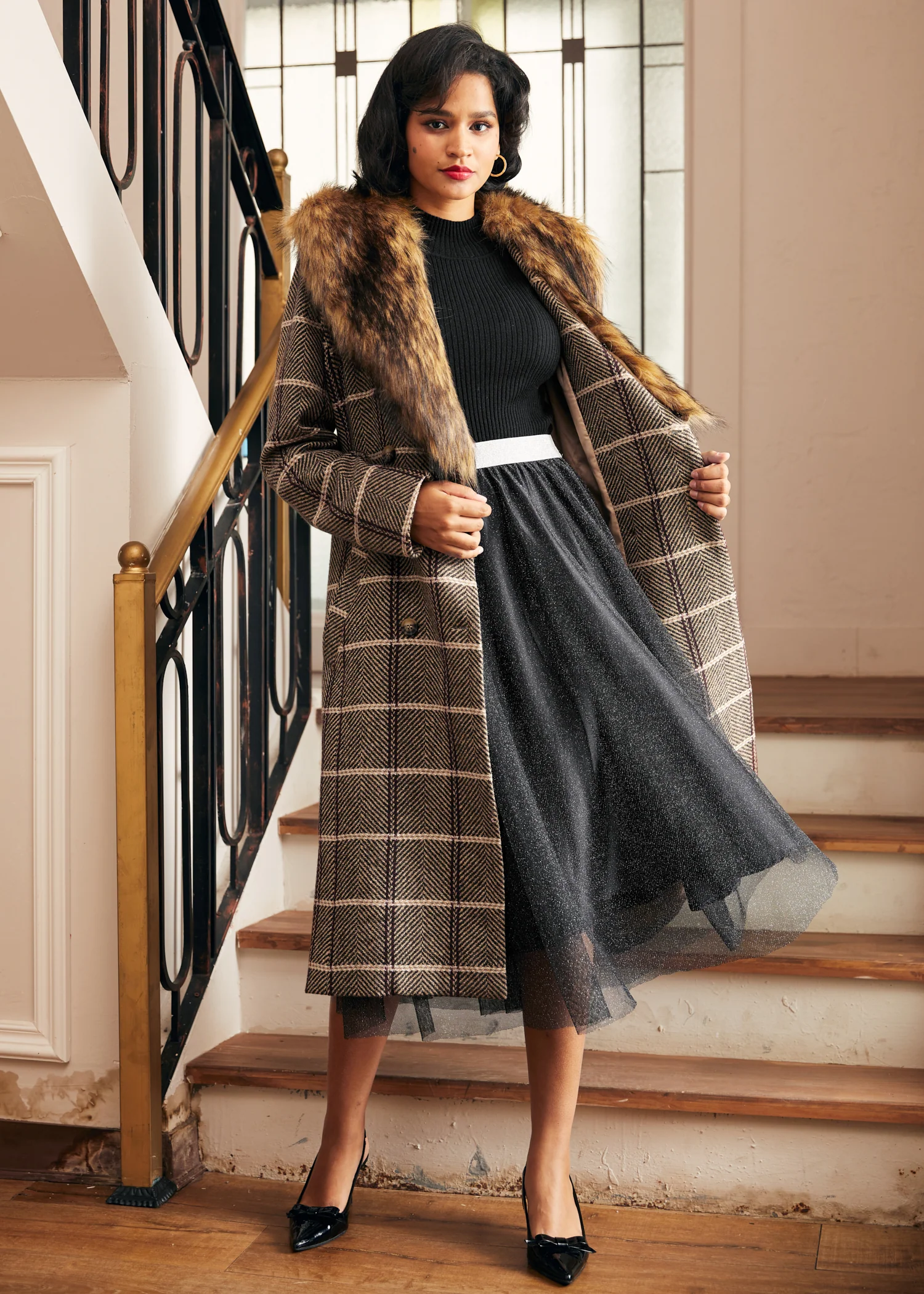 Elegance Reimagined Fur Trim Coat - Olabens