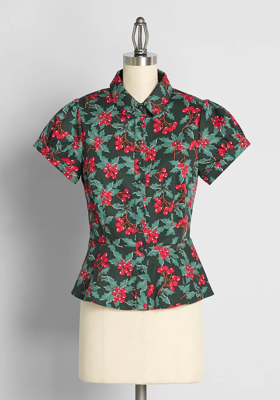 Winterberry Beauty Peplum Blouse - Olabens