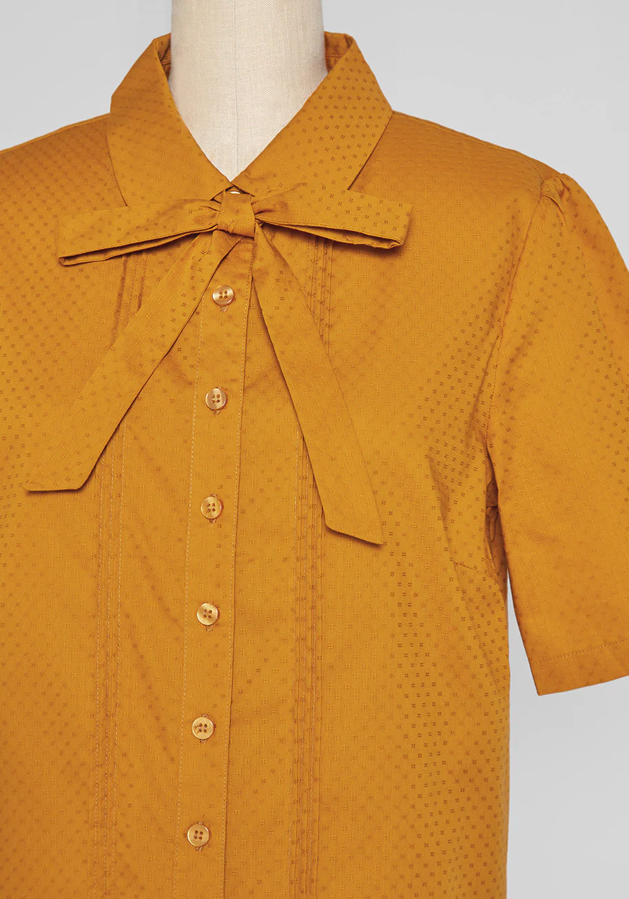 Merry Times in Marigold Tie-Neck Blouse - Olabens