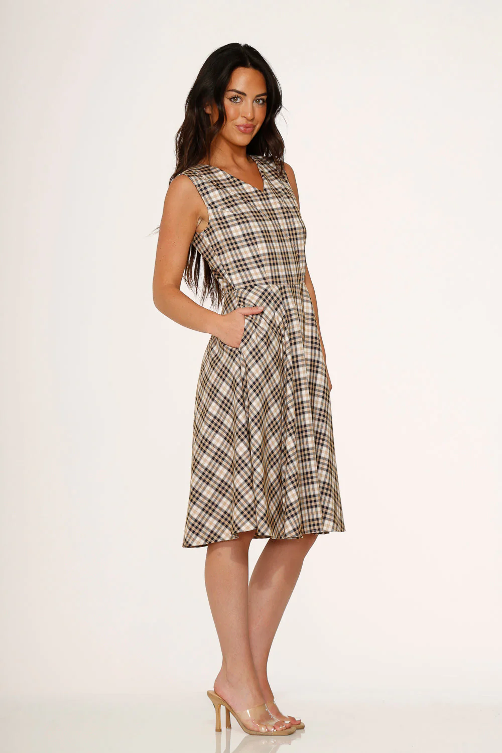 Yellow Plaid Swing Dress - Olabens