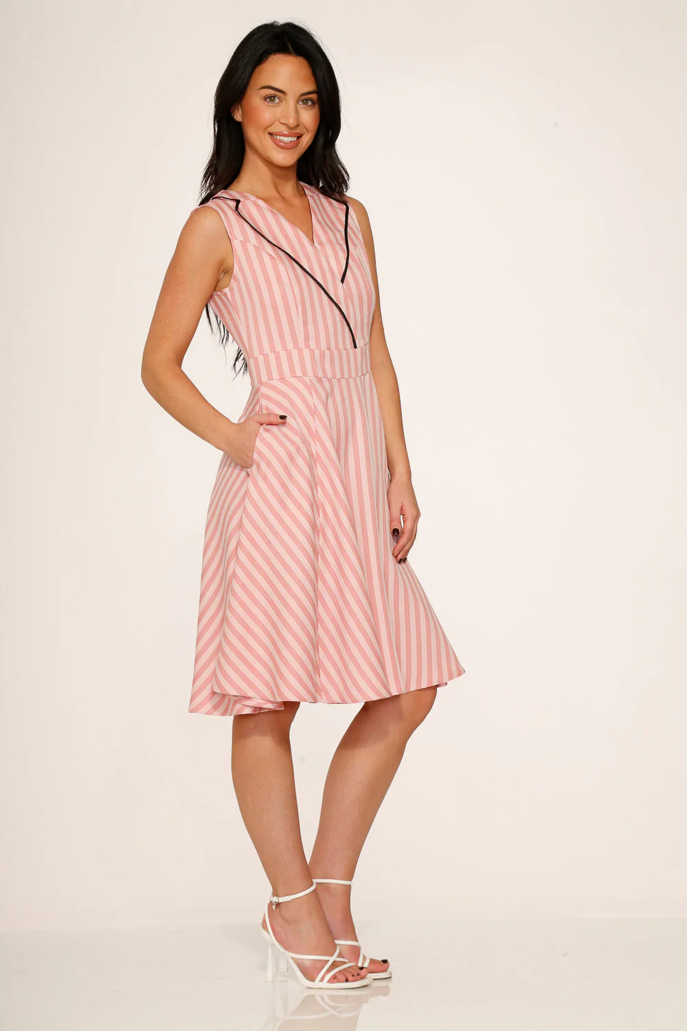 Pink Stripe Swing Dress - Olabens