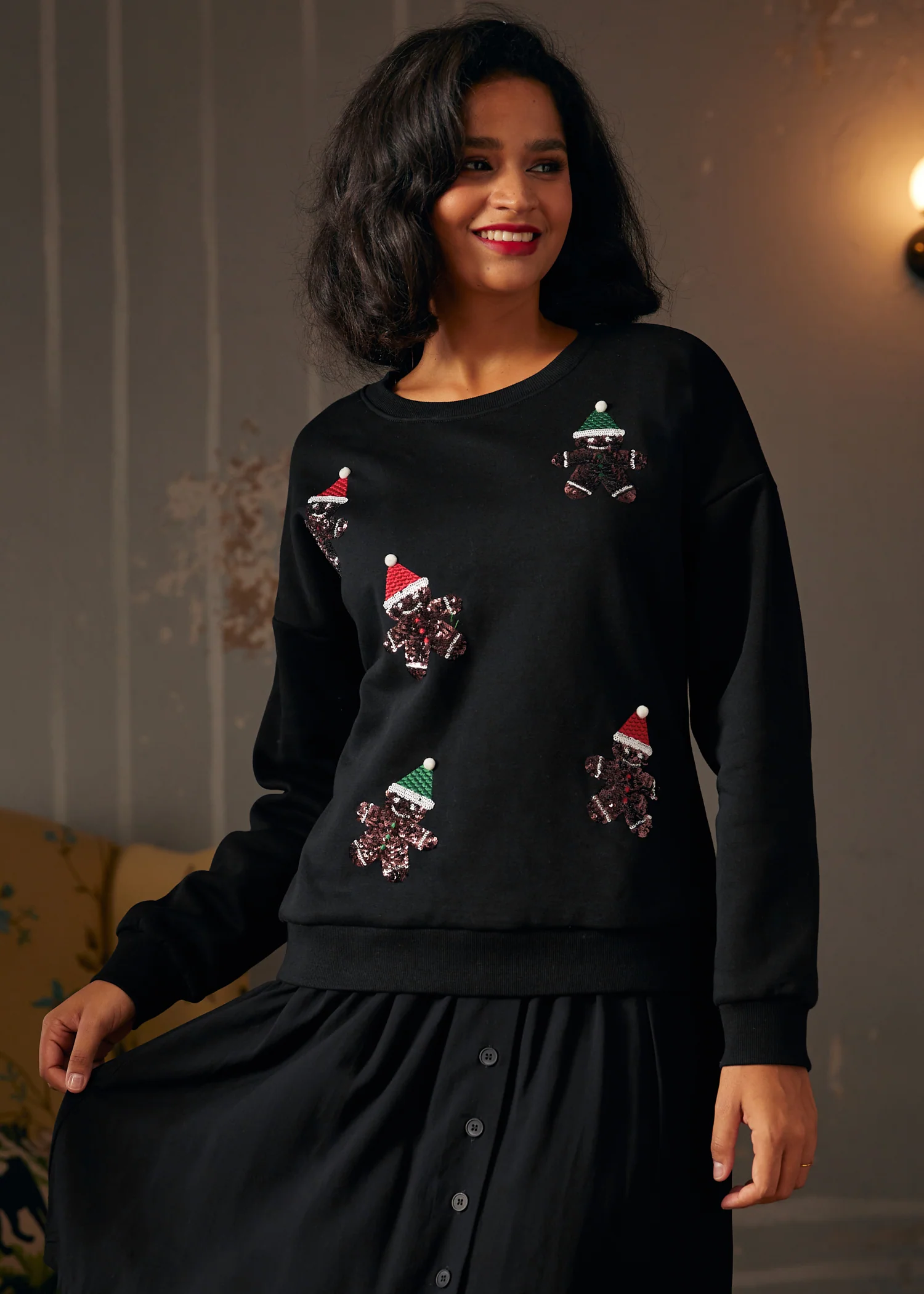 Whimsical Gingerbread Man Sweatshirt - Olabens