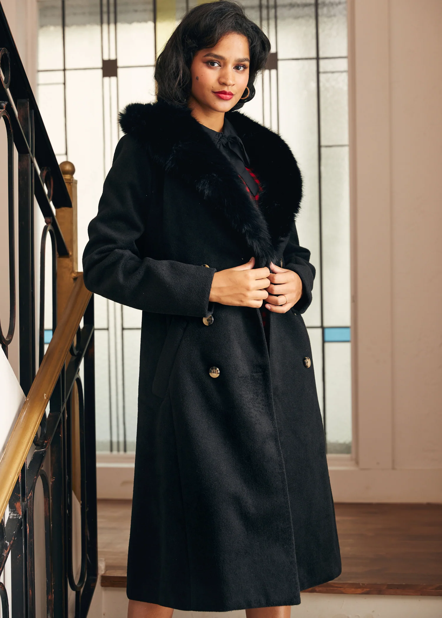 Elegance Reimagined Fur Trim Coat - Olabens