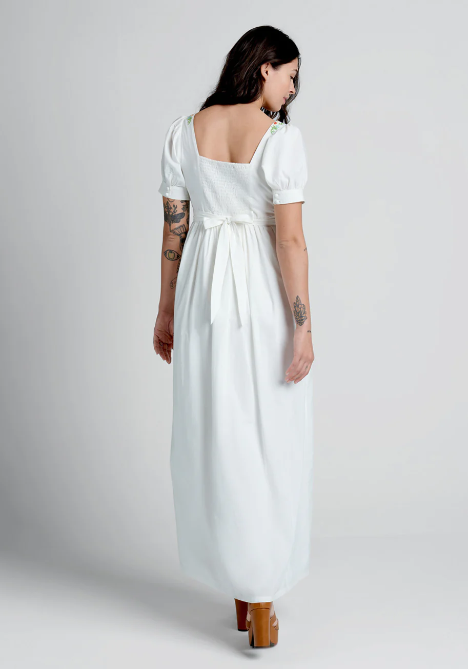 Regency Romance Embroidered Maxi Dress - Olabens