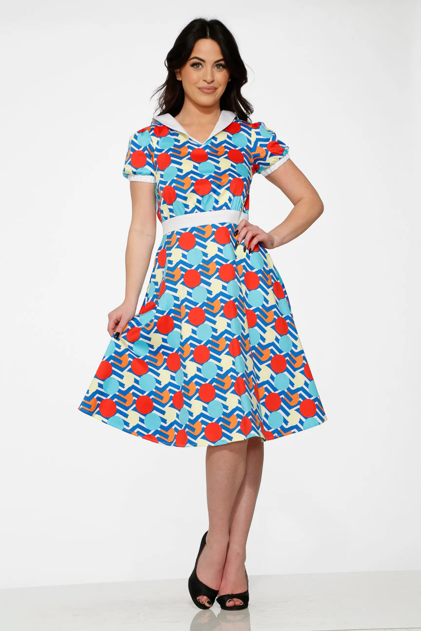 Stripe Red Dot Swing Dress - Olabens