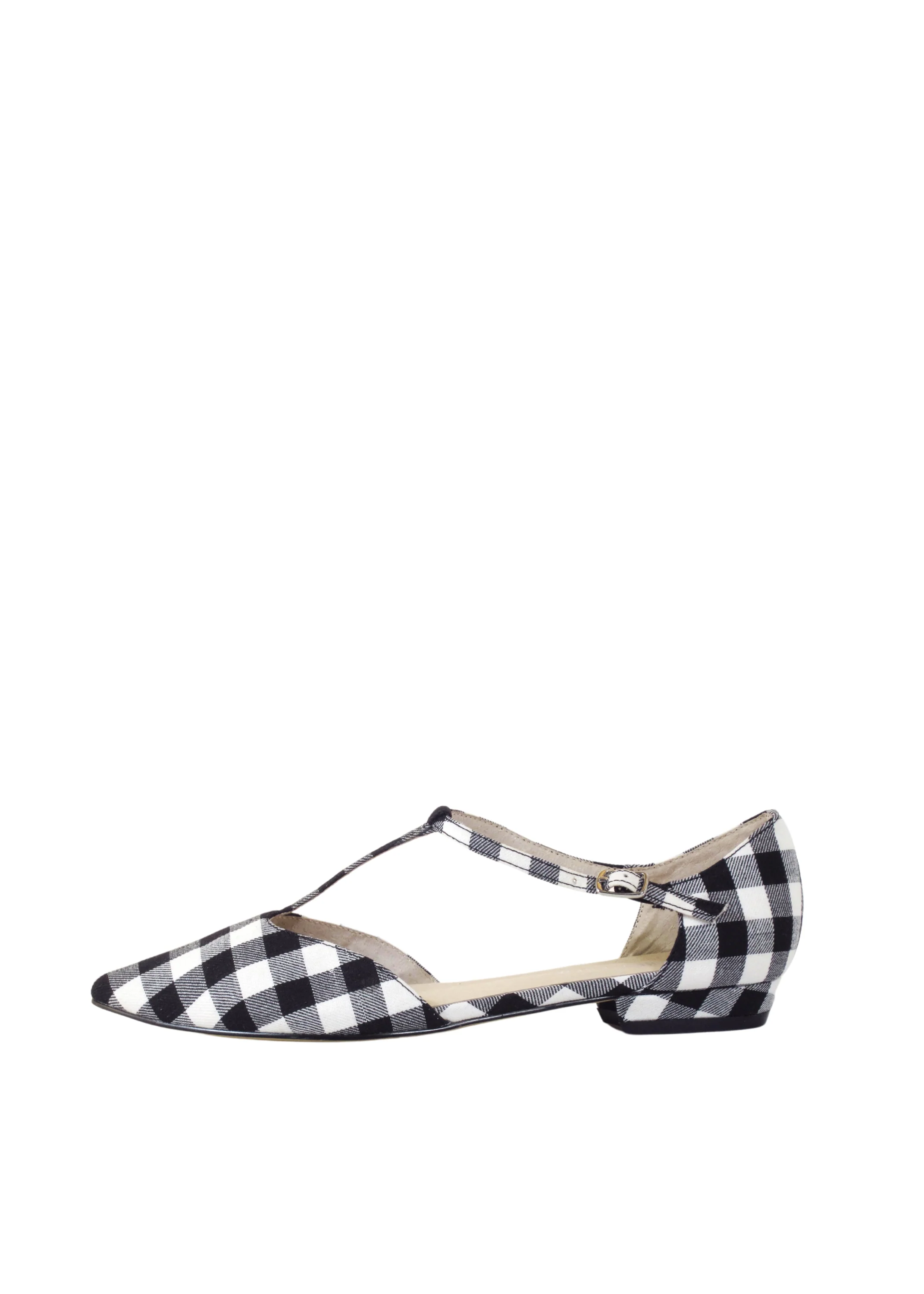 Garden Gingham T-Strap Flats - Olabens