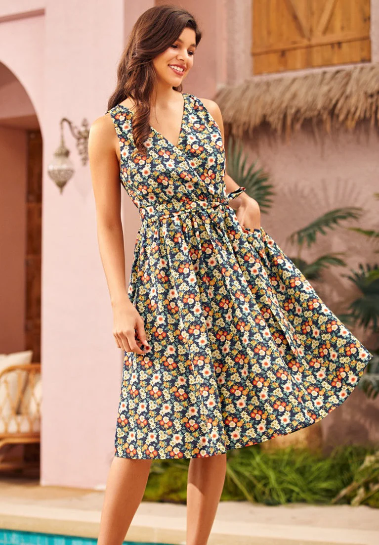 Instant Energy Faux-Wrap Dress - Olabens